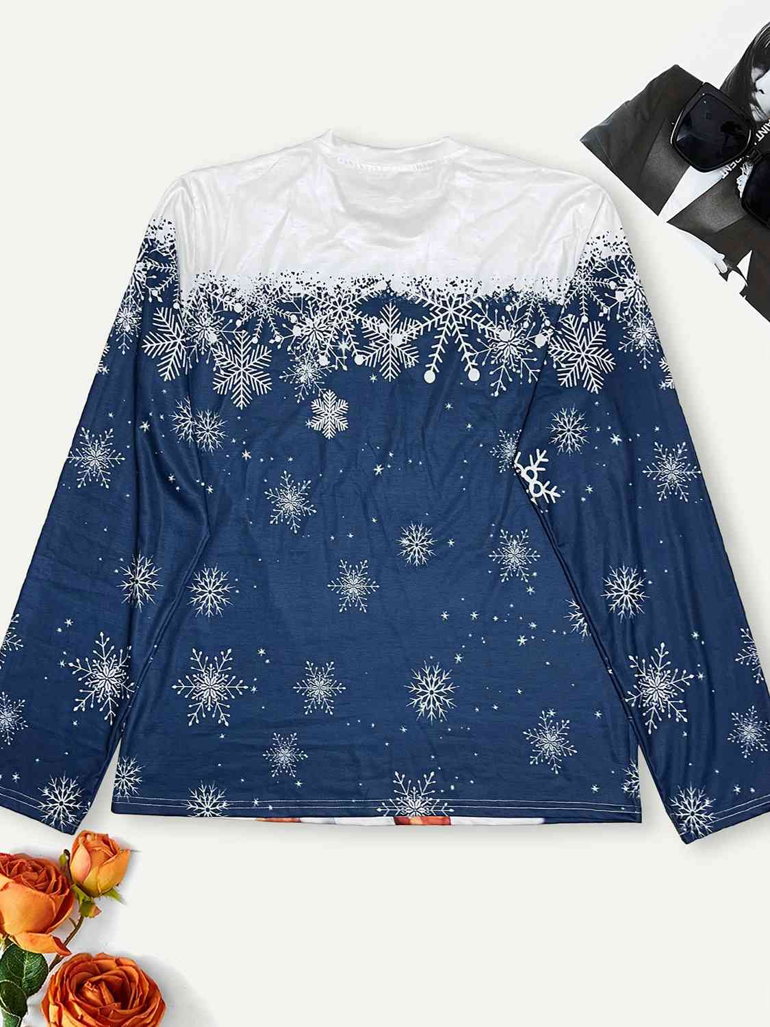 Plus Size Snowman & Snowflake Round Neck T-Shirt