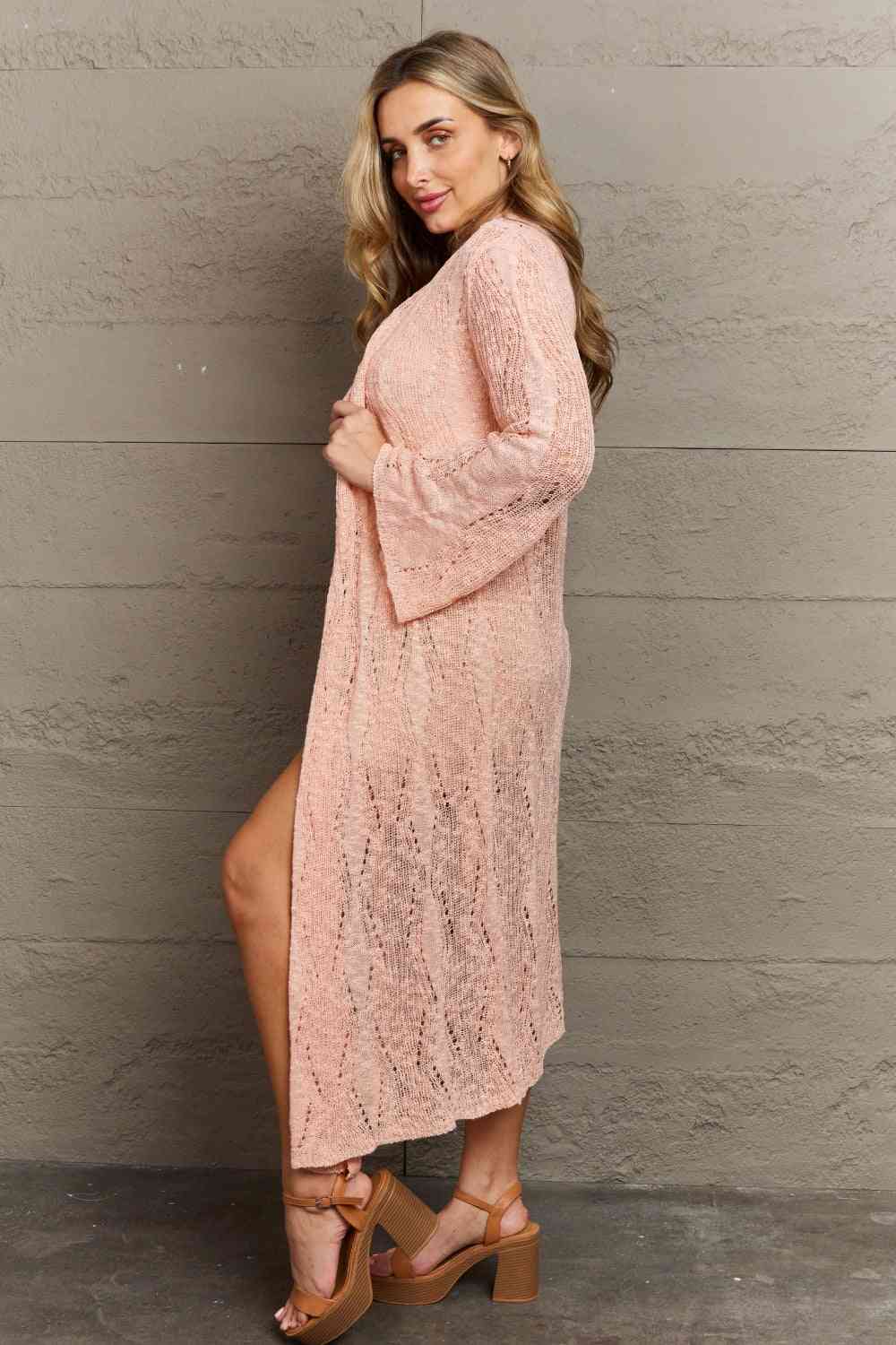 You Make Me Blush Open Front Maxi Cardigan