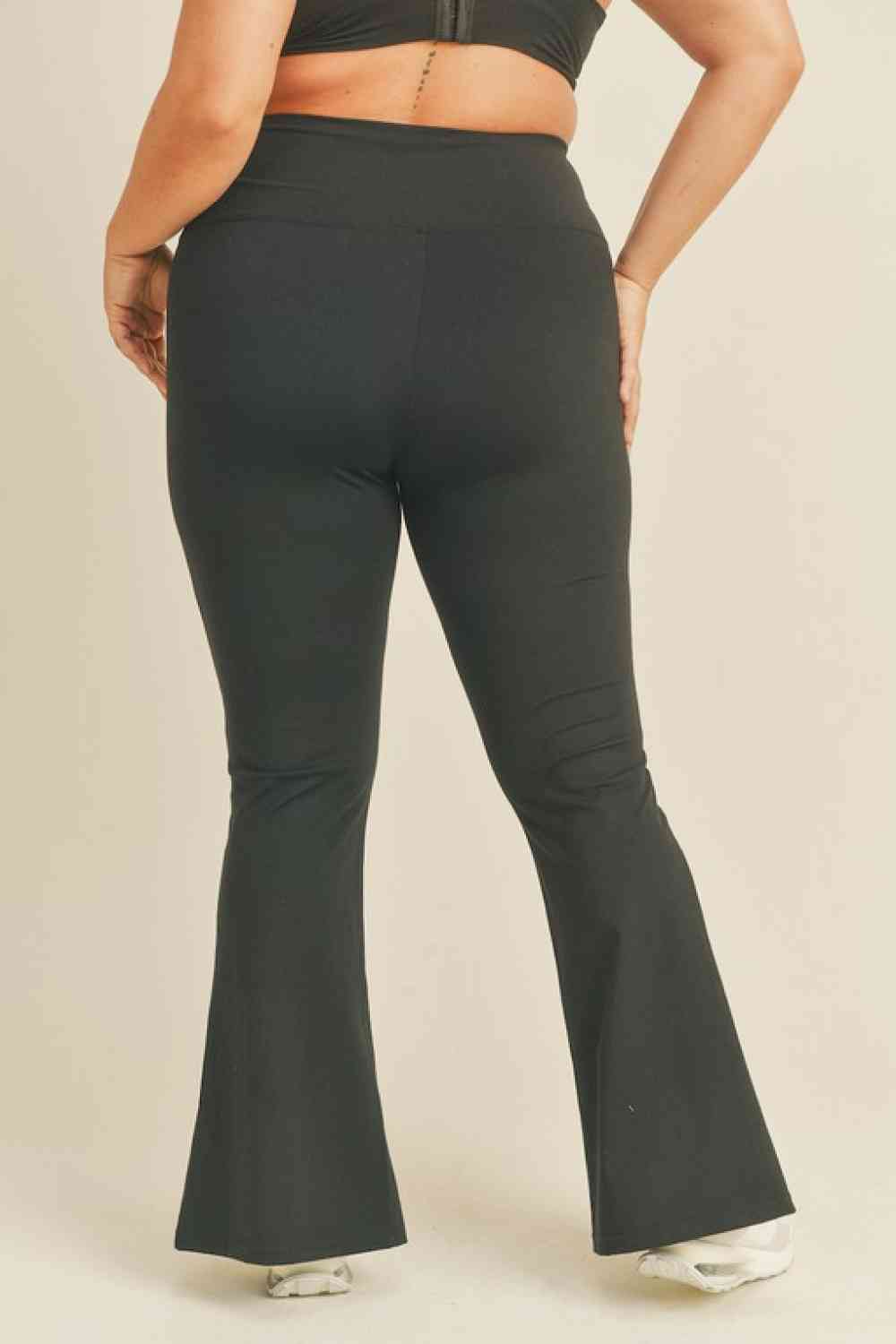 Slit Flare Leg Pants in Black