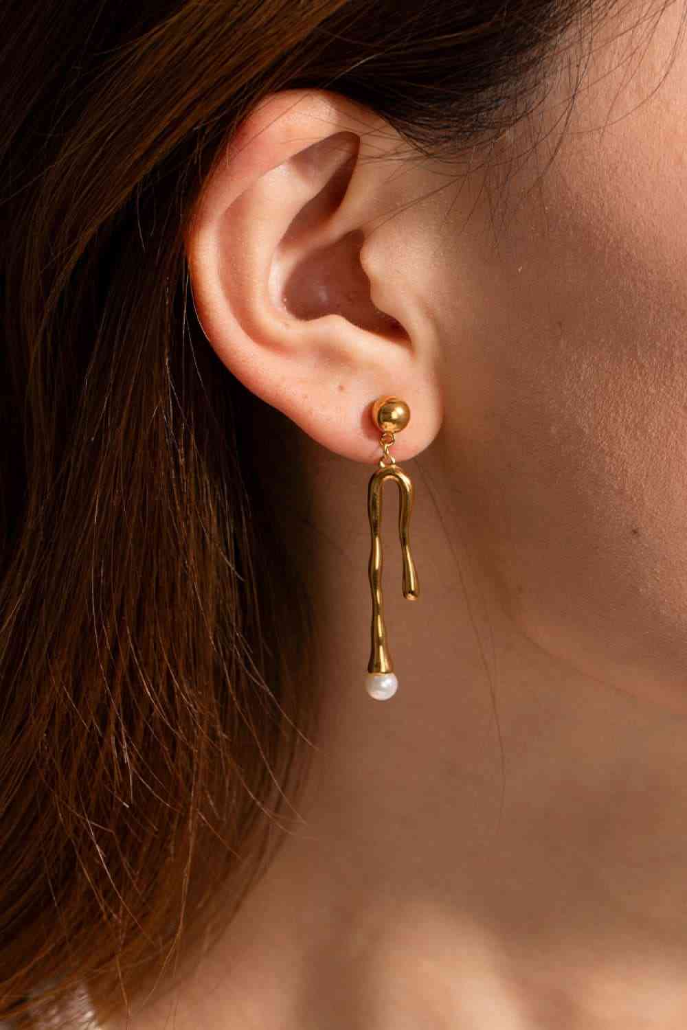 Synthetic Pearl 18K Gold-Plated Dangle Earrings