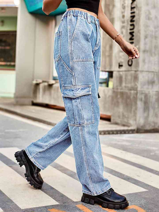 Straight Leg Cargo Jeans