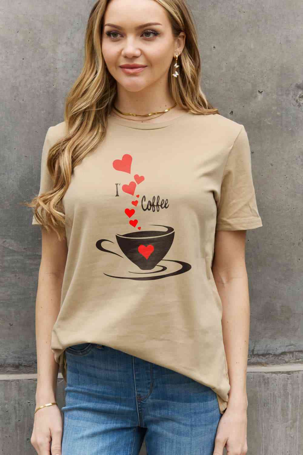 Simply Love Full Size I LOVE COFFEE Graphic Cotton Tee