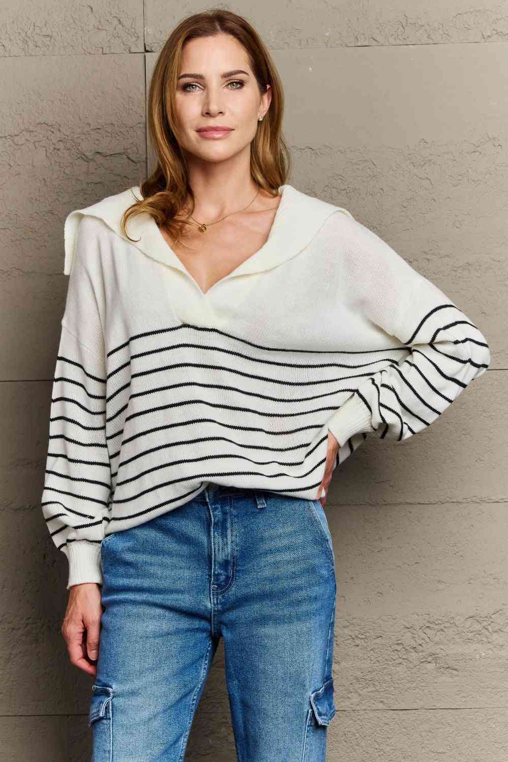 Make Me Smile Striped Oversized Knit Top