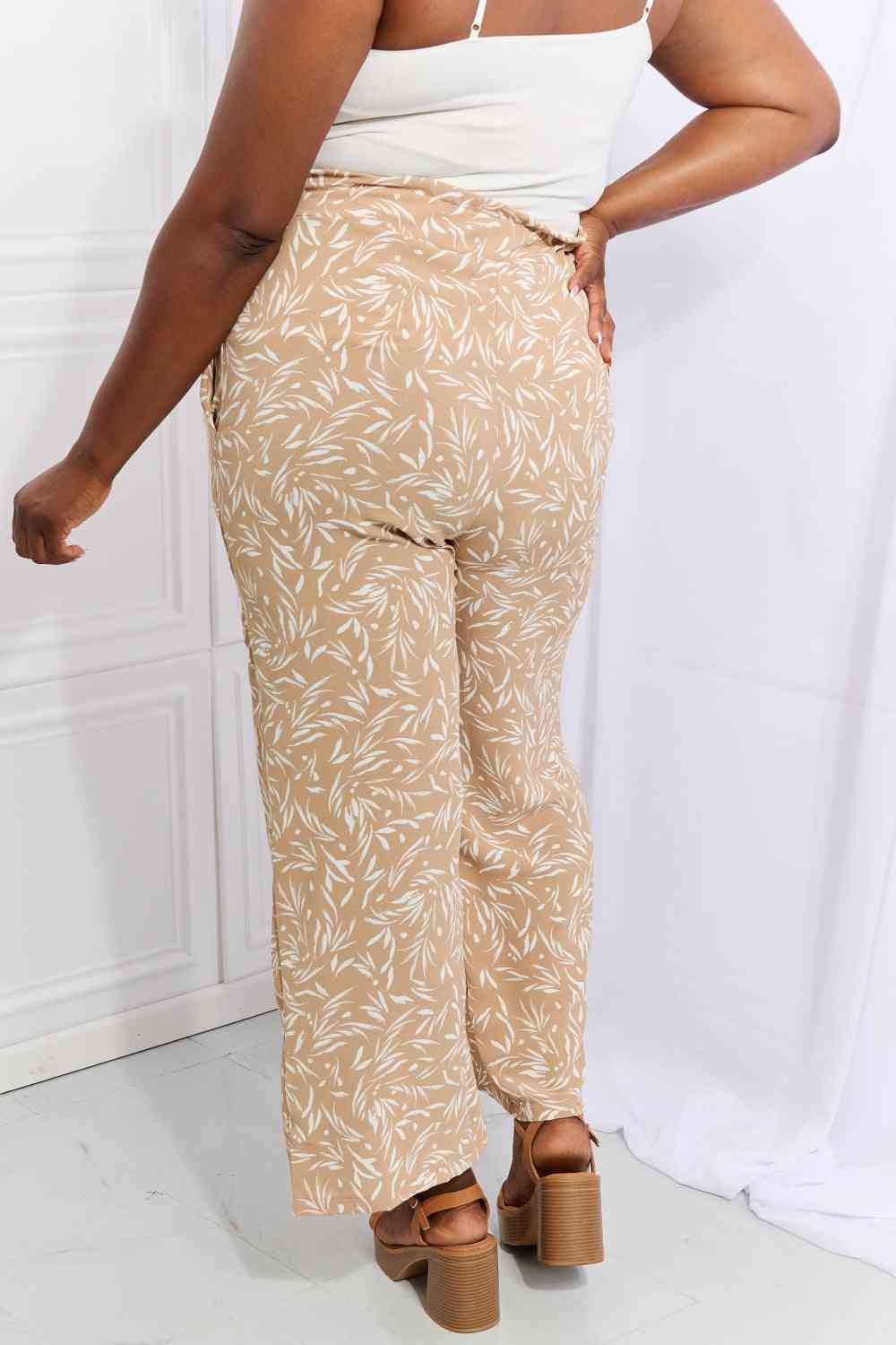 Right Angle Geometric Printed Pants in Tan