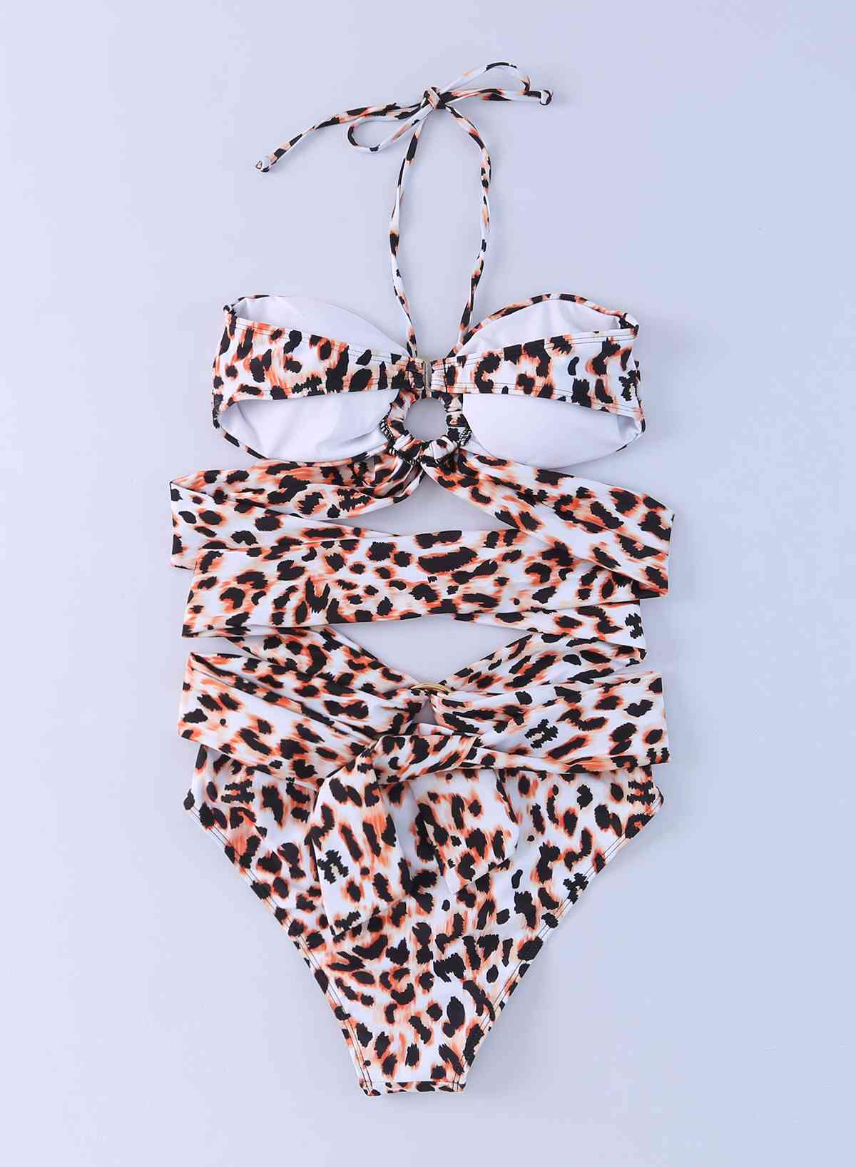 Animal Print Halter Neck One-Piece Swimsuit