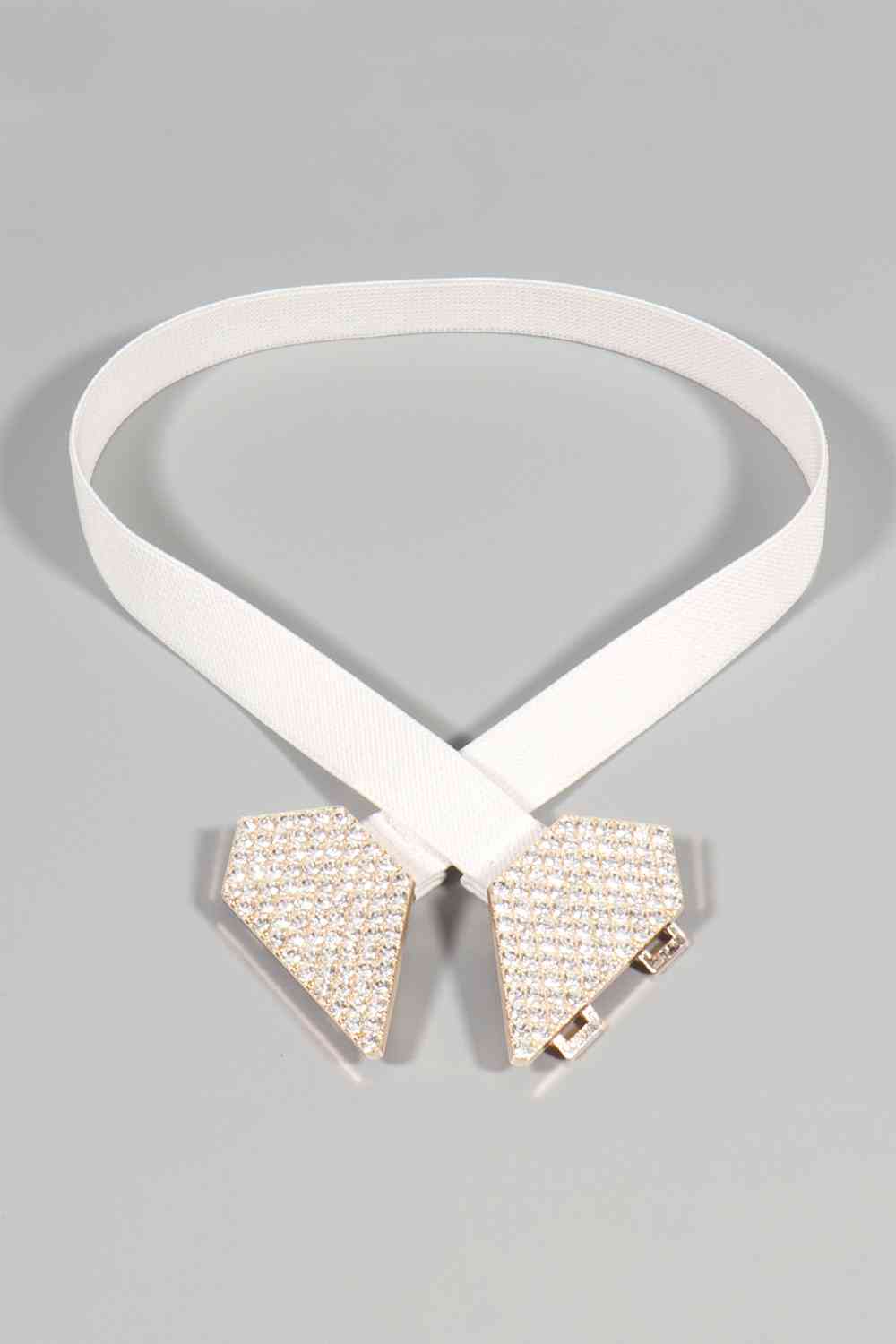 Rhinestone Heart Buckle Elastic Belt