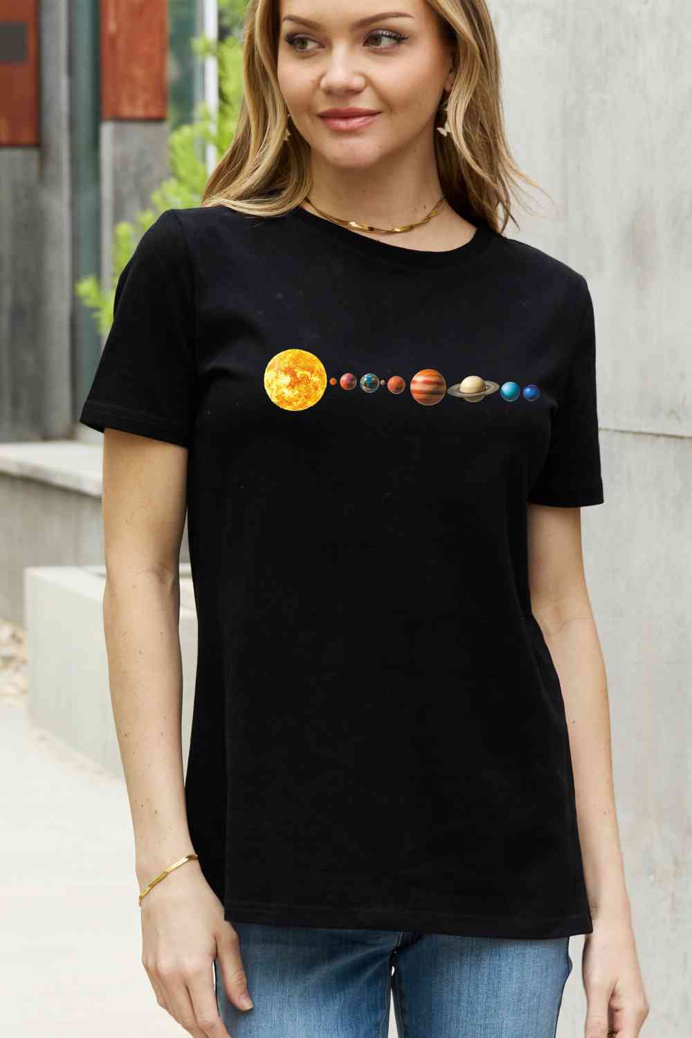 Simply Love Full Size Solar System Graphic Cotton Tee