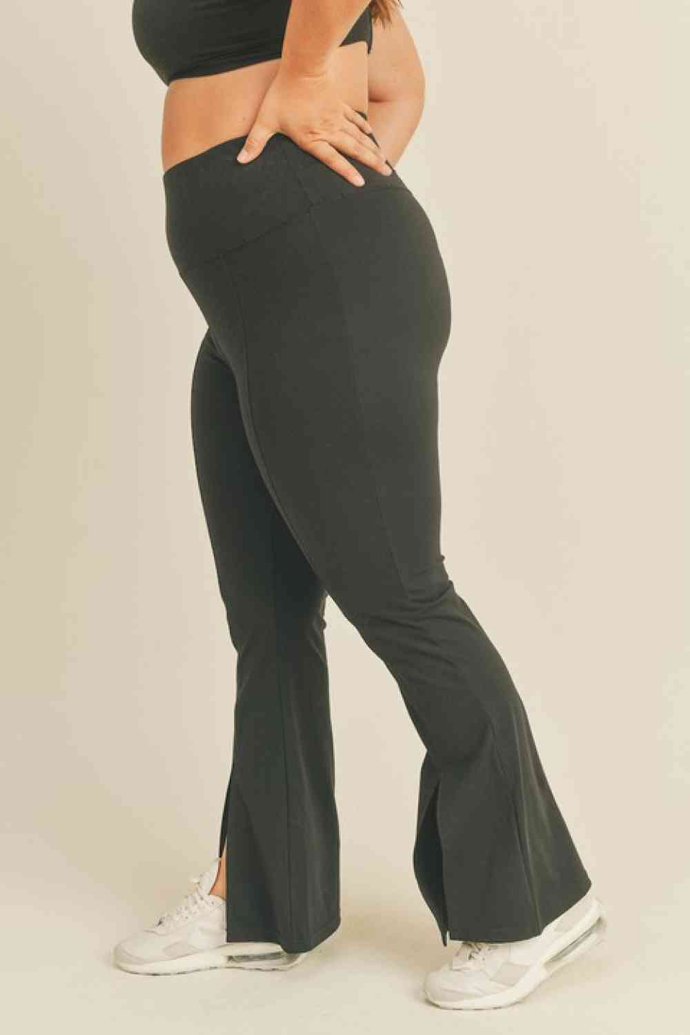 Slit Flare Leg Pants in Black