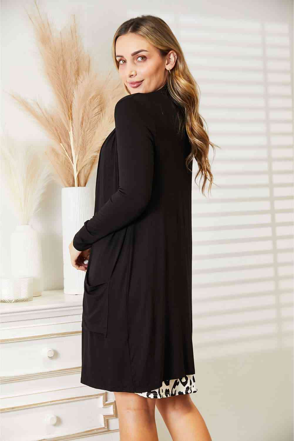 Open Front Longline Cardigan with Pockets