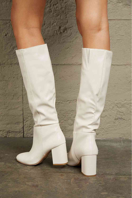 Block Heel Knee High Boots