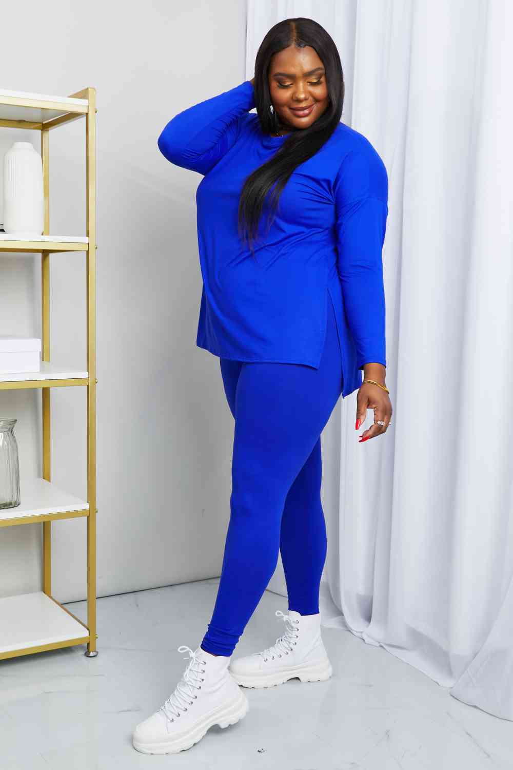 Ready to Relax Brushed Microfiber Loungewear Set in Bright Blue