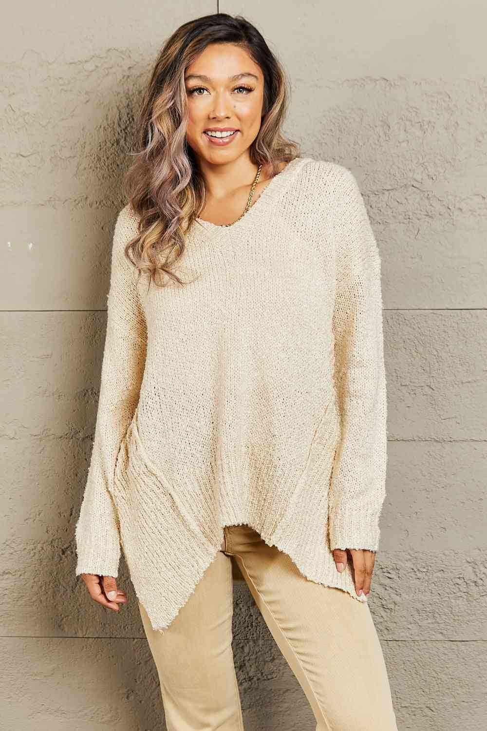 By The Fire Draped Detail Knit Sweater