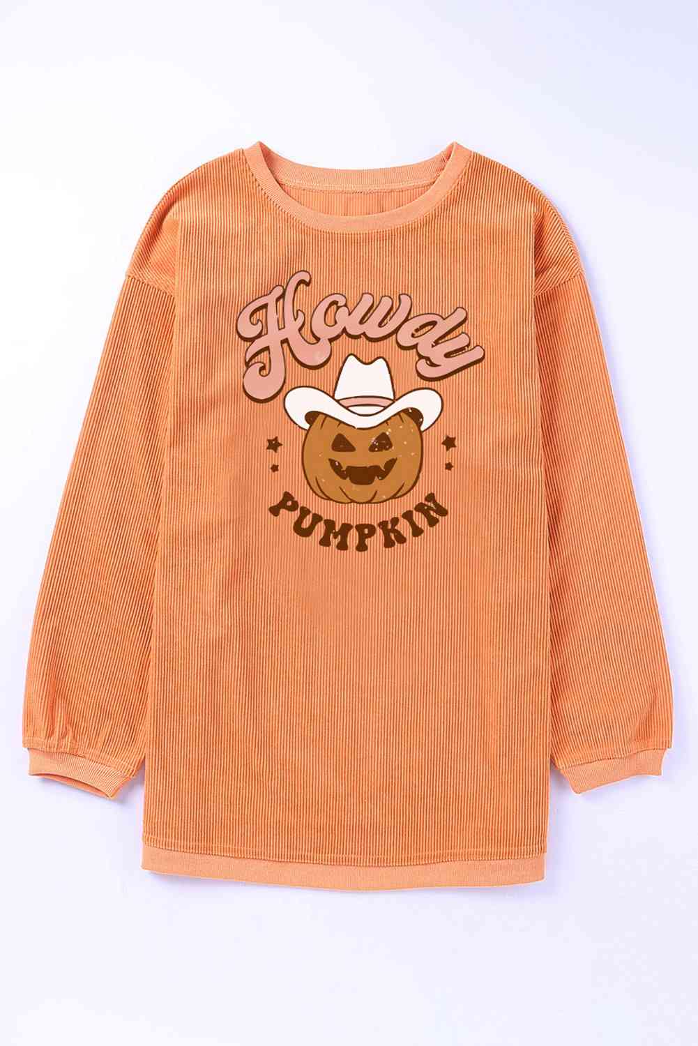 HOWDY Pumpkin Graphic Ribbed Sweatshirt