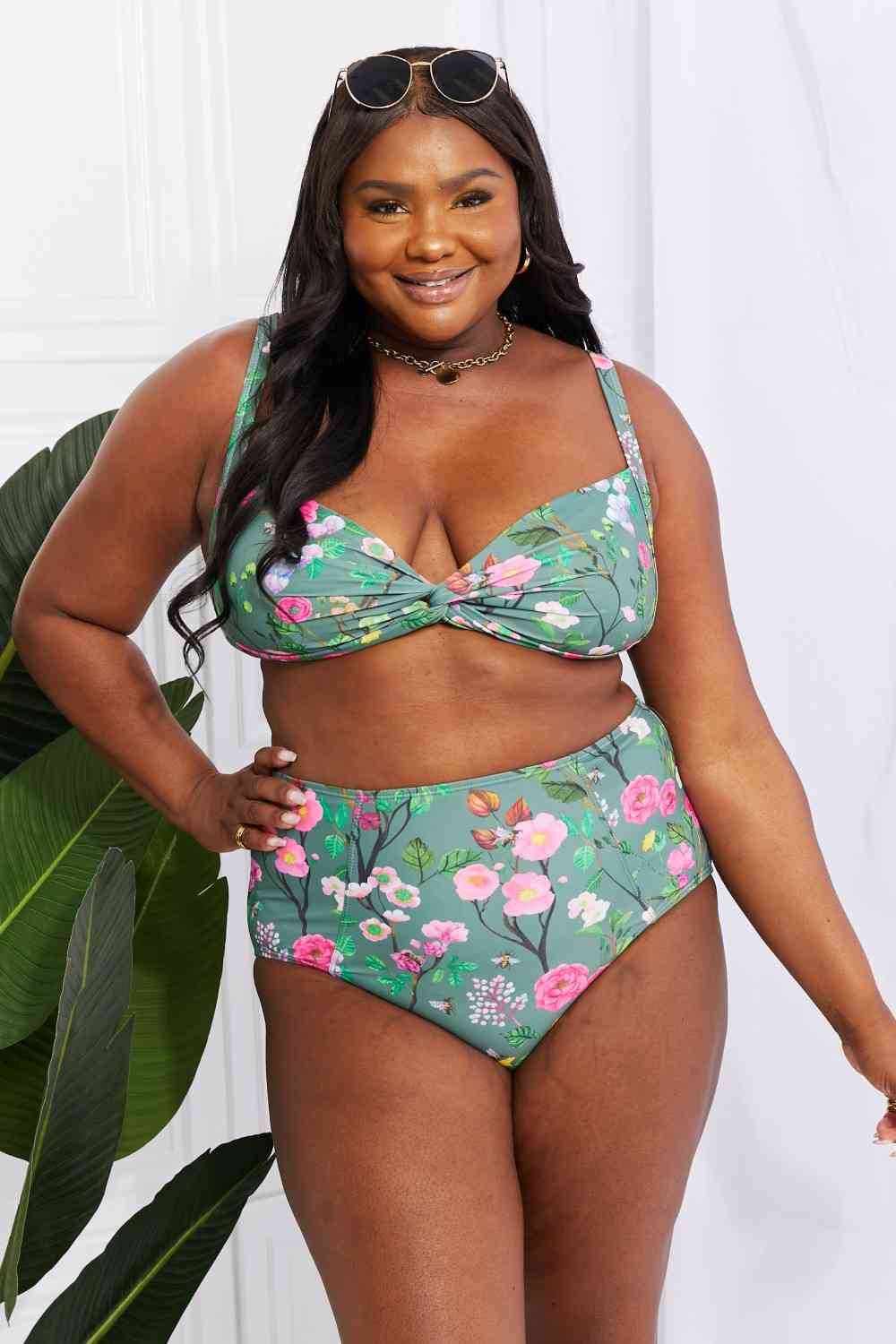 Take A Dip Twist High-Rise Bikini in Sage