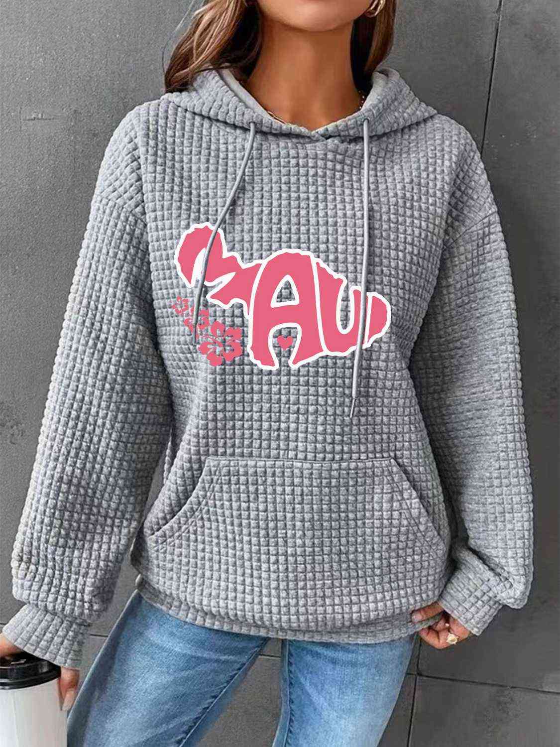 Full Size MAUI Graphic Drawstring Hoodie with Pocket