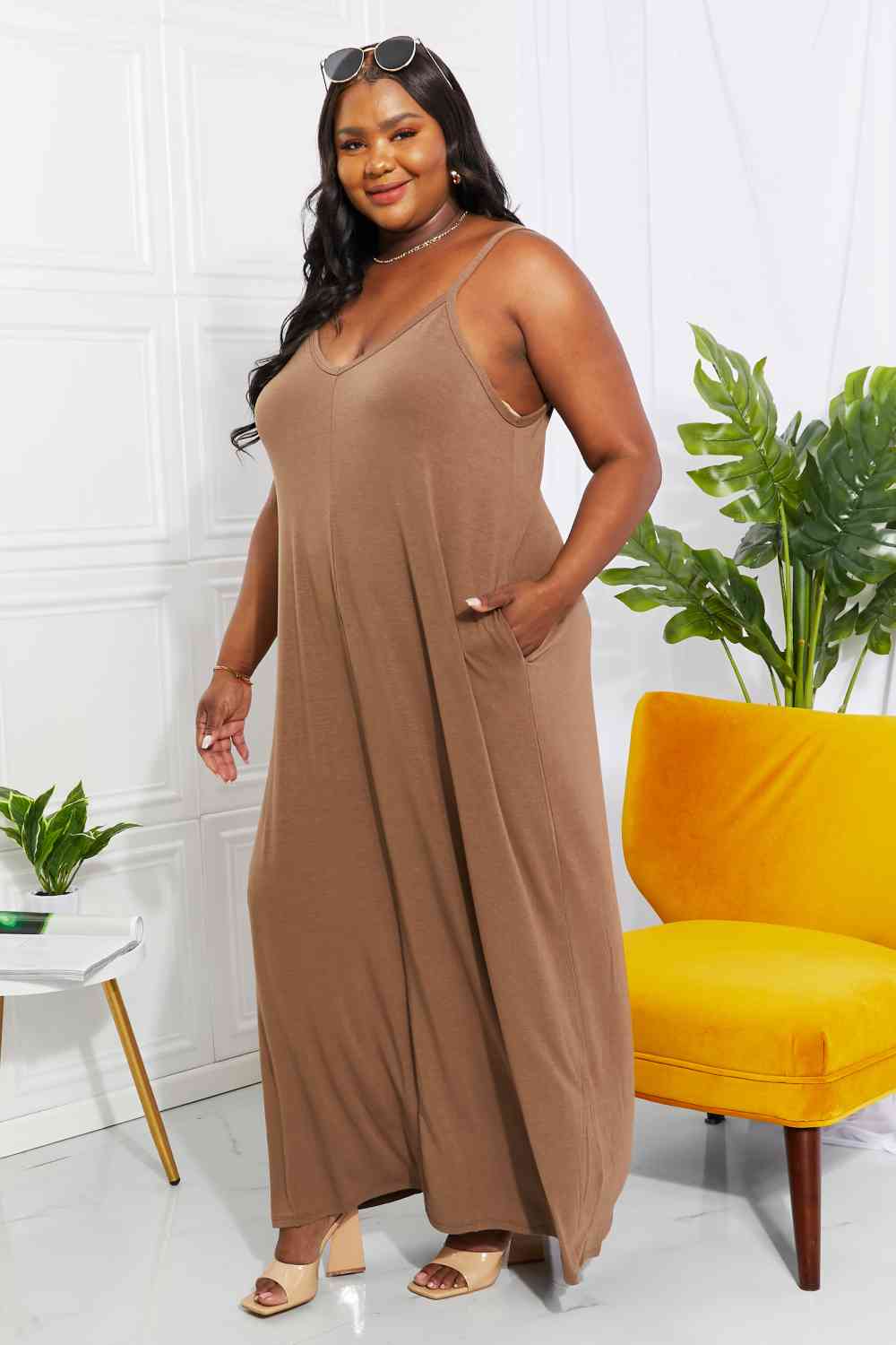 Beach Vibes Cami Maxi Dress in Mocha