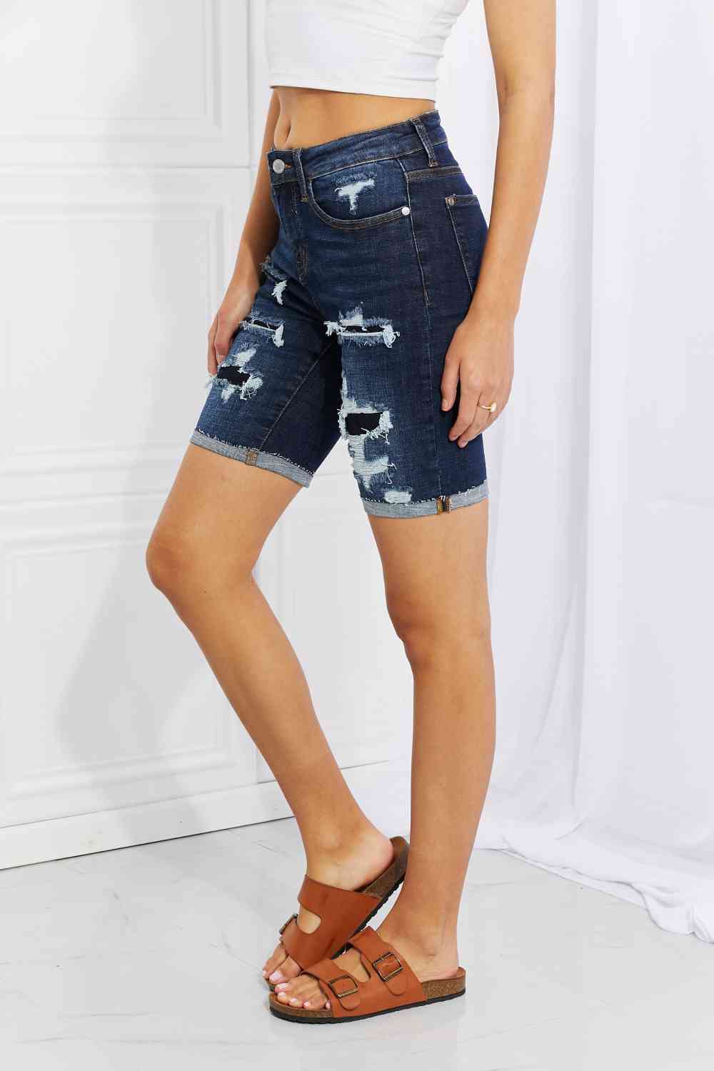 Lucy High Rise Patch Bermuda Shorts