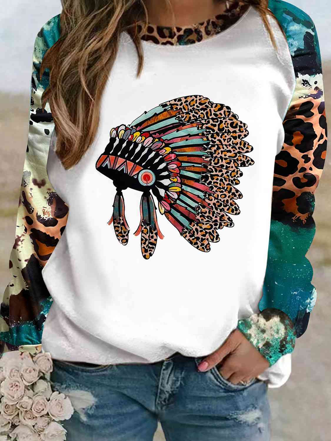 Plus Size Printed Raglan Sleeve Graphic T-Shirt