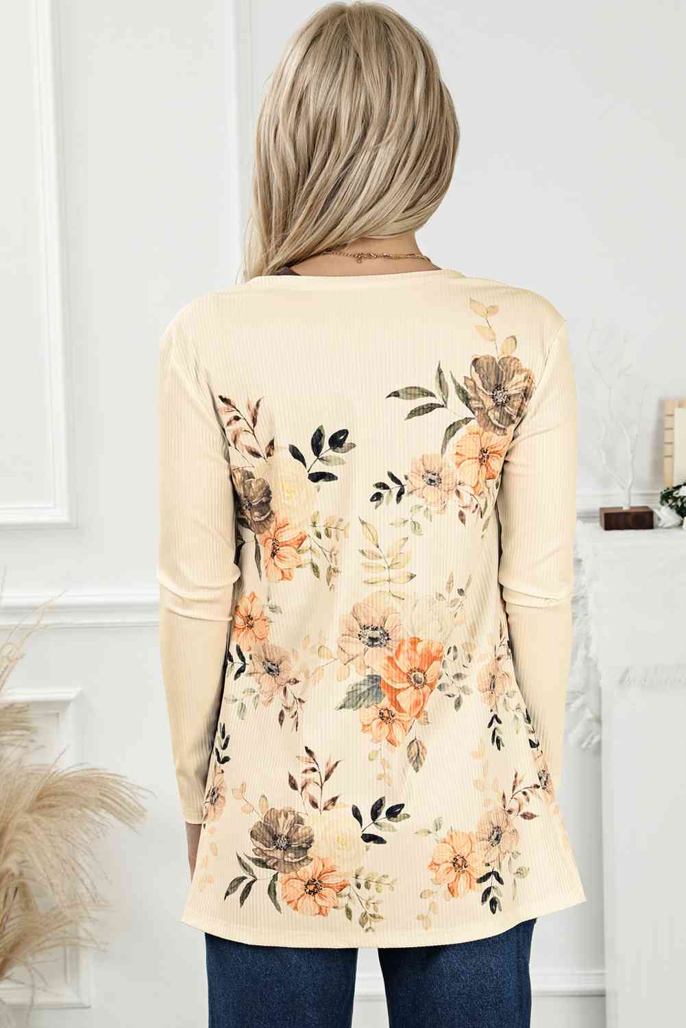 Printed Long Sleeve Cardigan