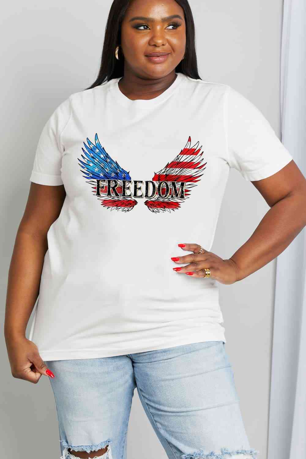 Simply Love Full Size FREEDOM Wing Graphic Cotton Tee