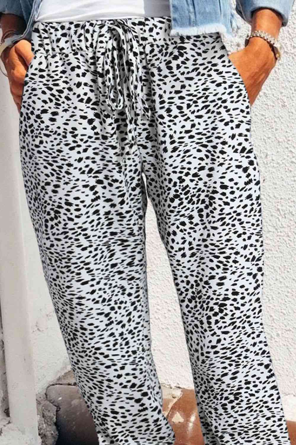 Leopard Pocketed Long Pants