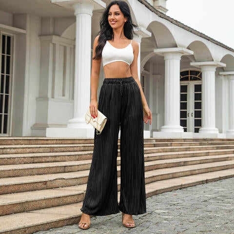 Drawstring Wide Leg Pants