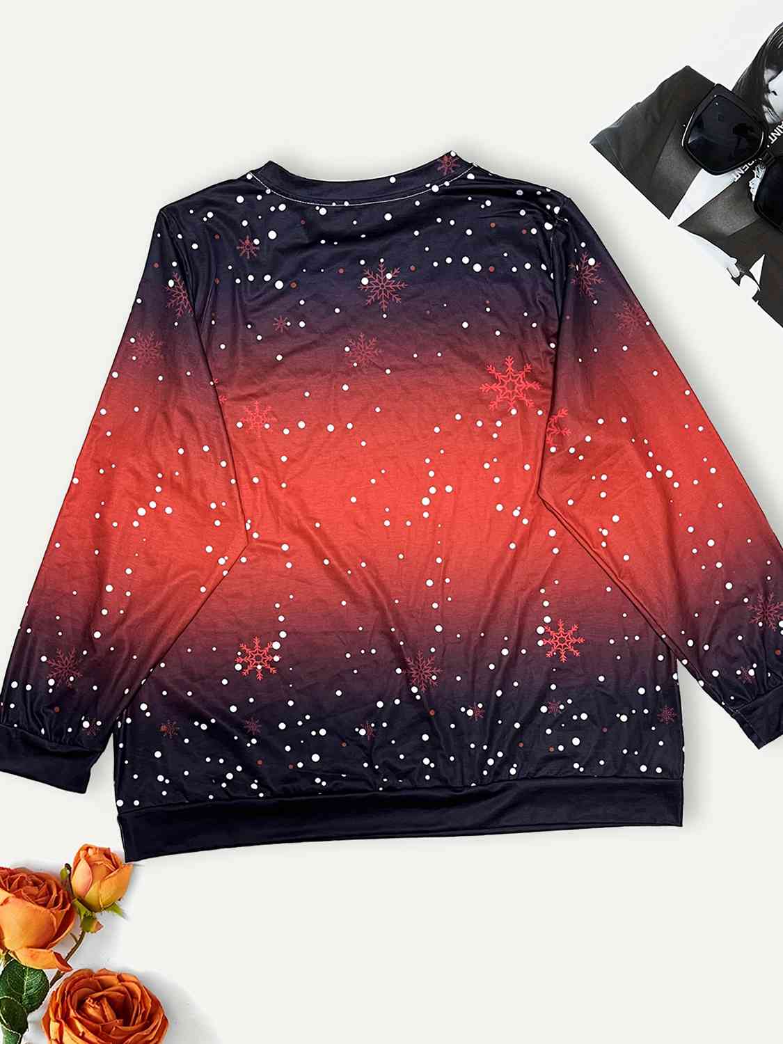 Plus Size Christmas Element Long Sleeve Sweatshirt