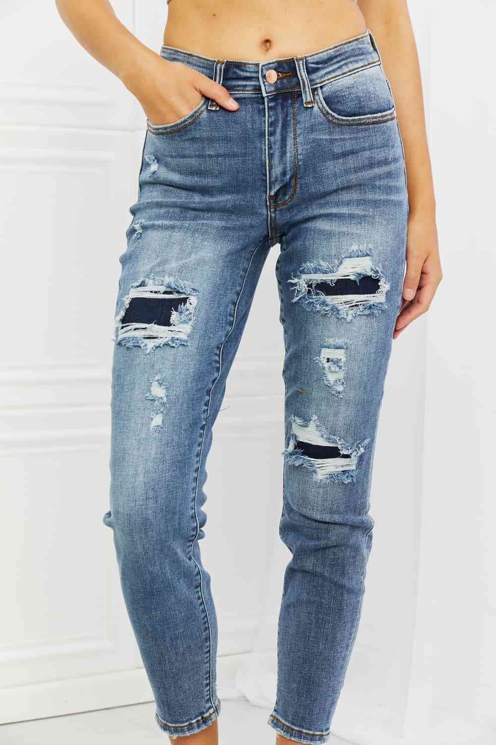 Dahlia Distressed Patch Jeans