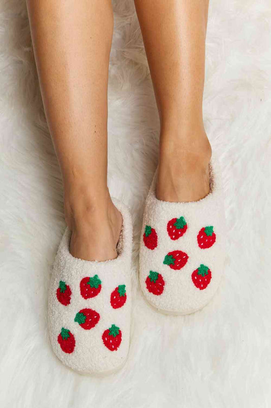 Printed Plush Slide Slippers