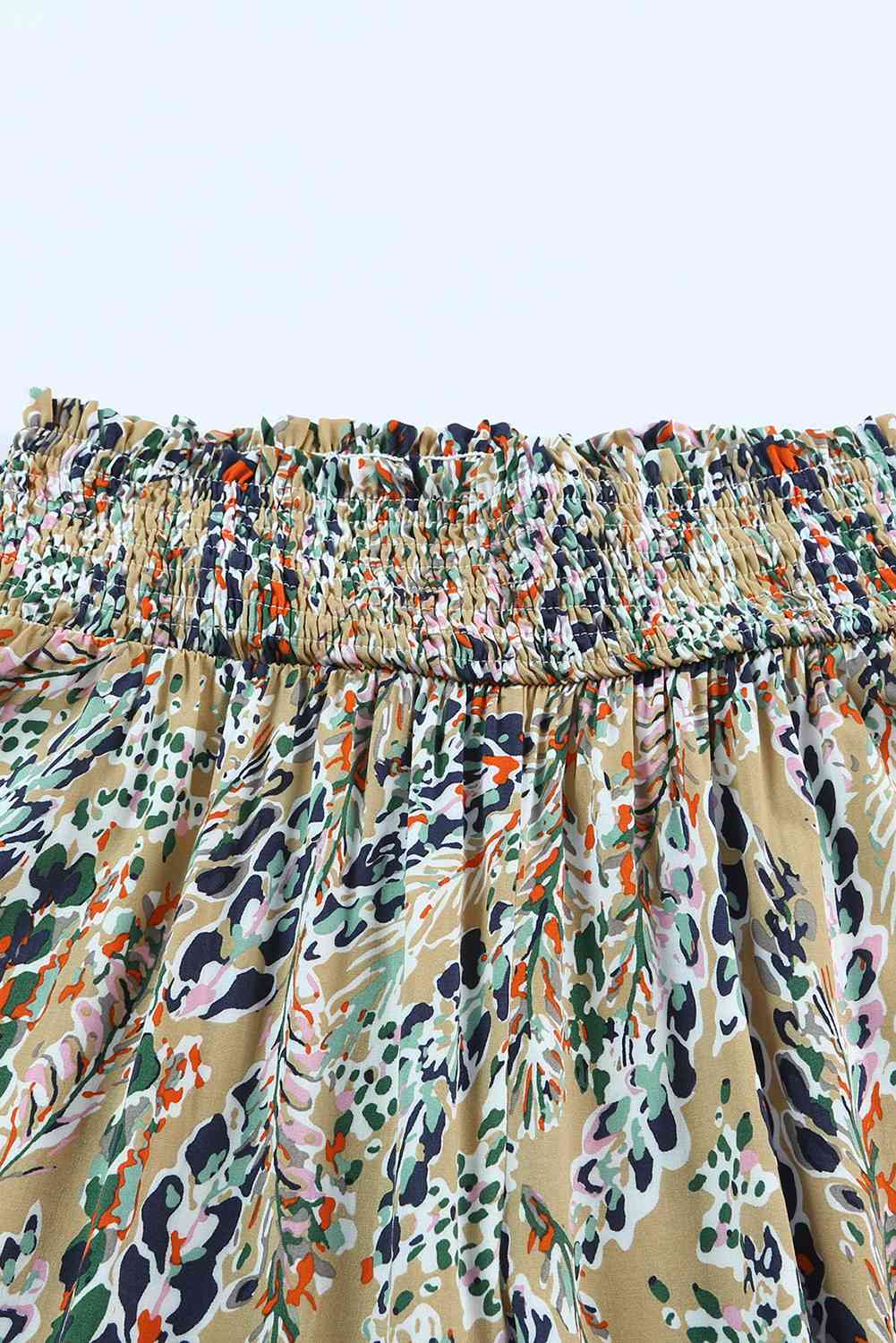 Printed Smocked Waist Wide Leg Pants