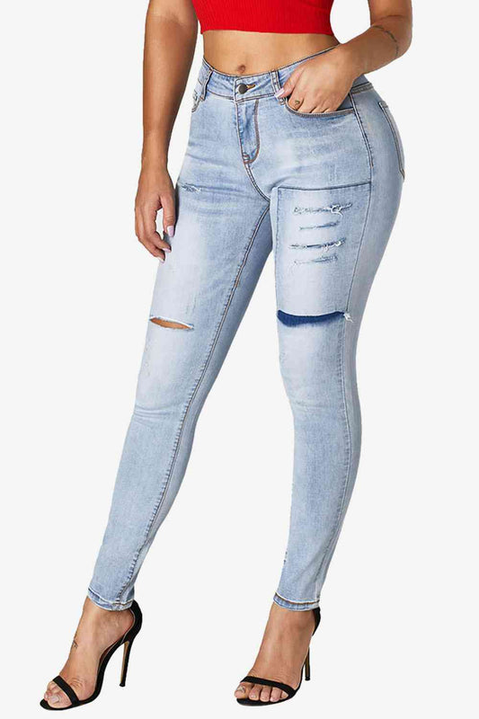 Acid Wash Ripped Skinny Jeans