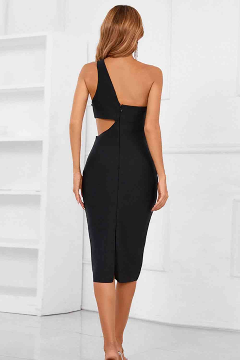 One-Shoulder Cutout Bandage Dress