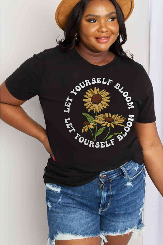 Simply Love Full Size LET YOURSELF BLOOM Graphic Cotton Tee