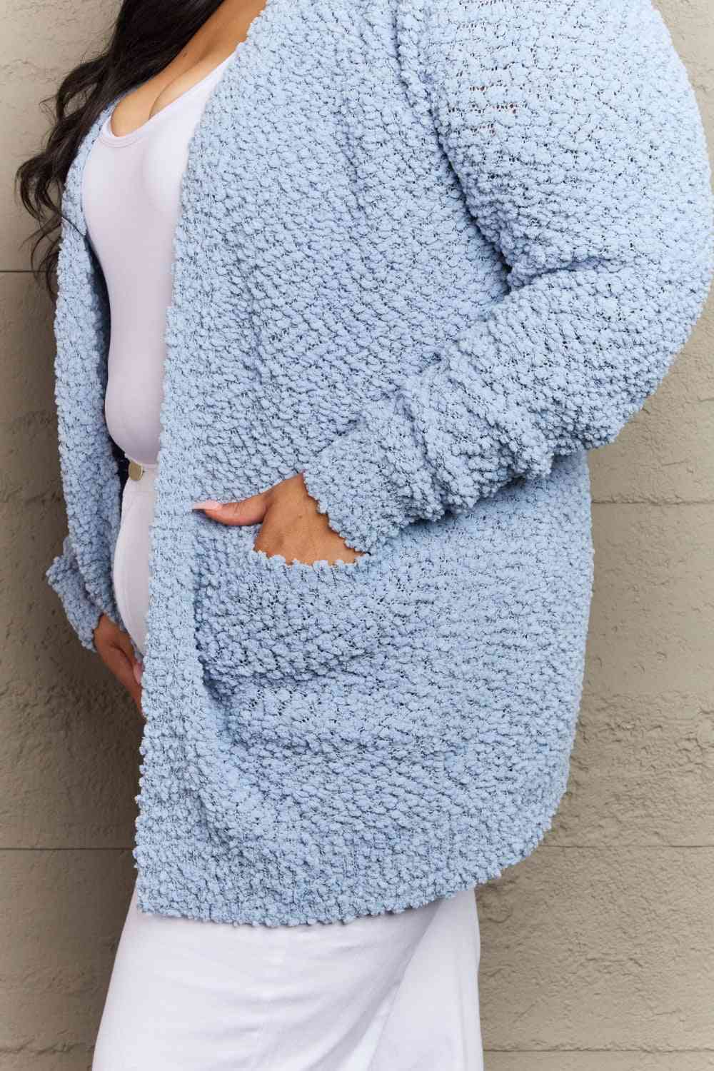 Falling For You Open Front Popcorn Cardigan