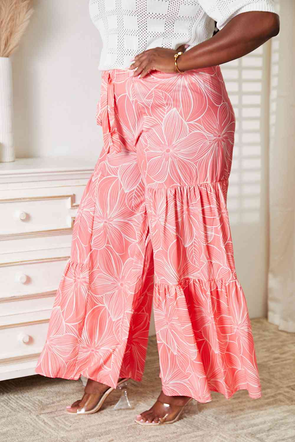 Floral Tiered Wide Leg Pants