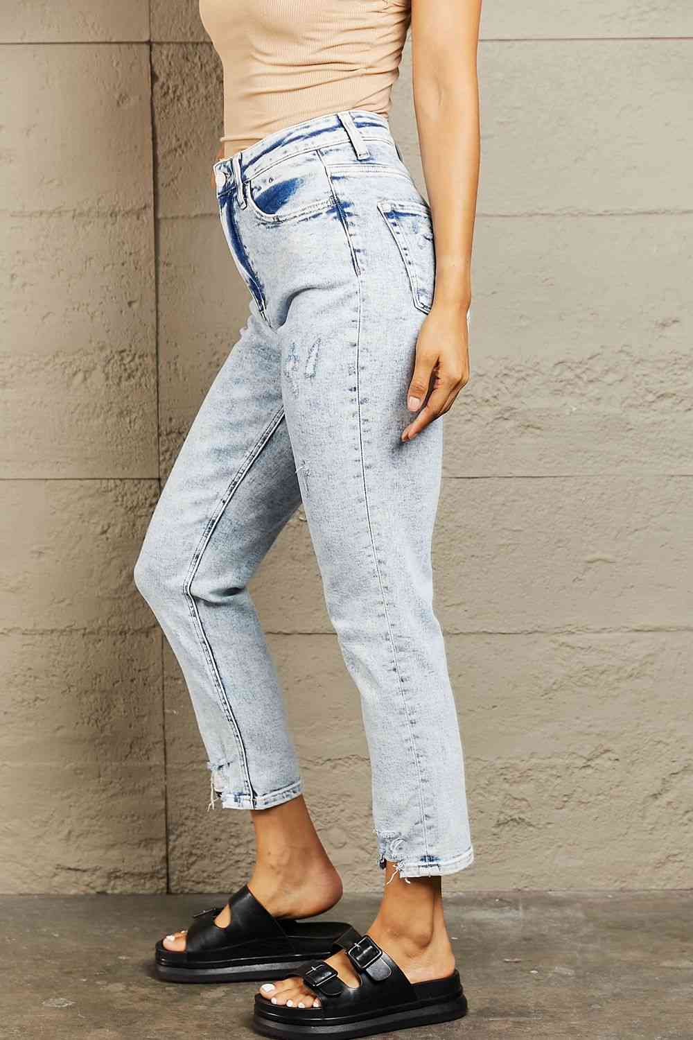 High Waisted Acid Wash Skinny Jeans