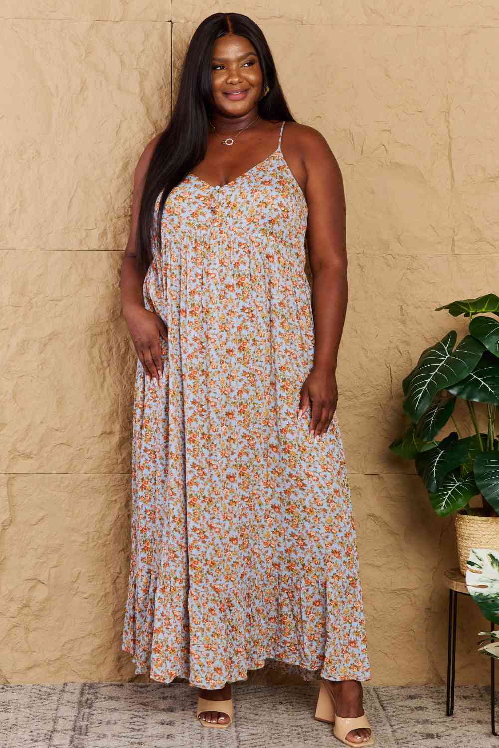 Take Your Chances Floral Halter Neck Maxi Dress