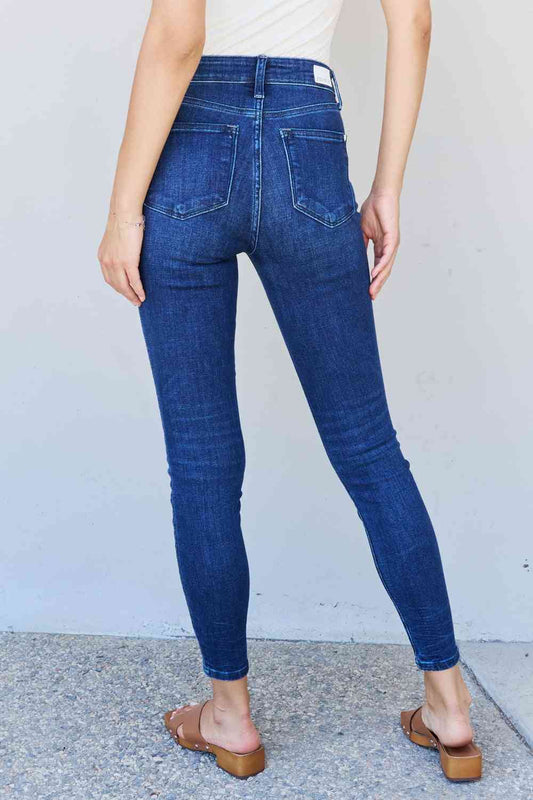 Marie Mid Rise Crinkle Ankle Detail Skinny Jeans