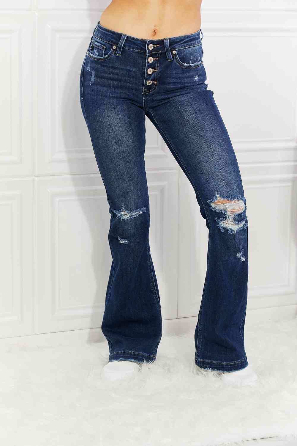 Reese Midrise Button Fly Flare Jeans