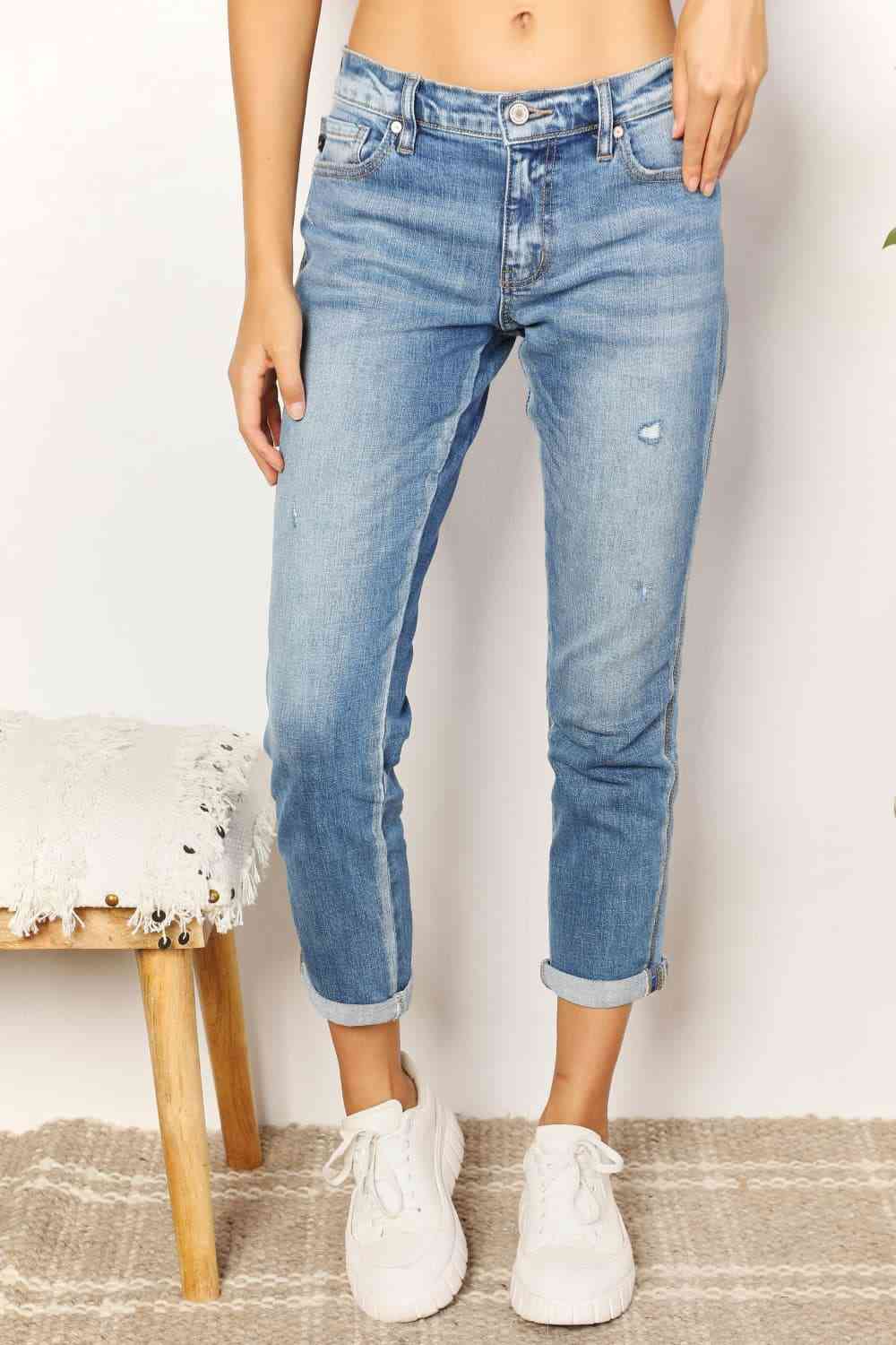 Mid Rise Slim Boyfriend Jeans