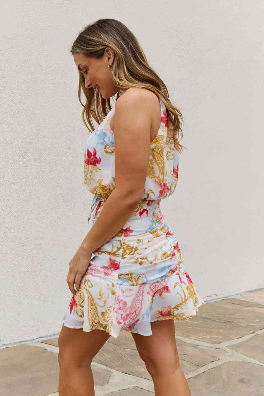 Floral Print Halter Woven Dress