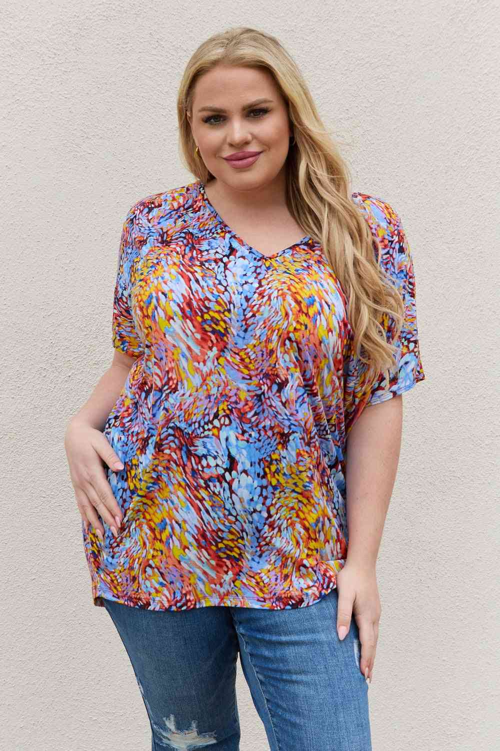 Printed Dolman Flowy Top