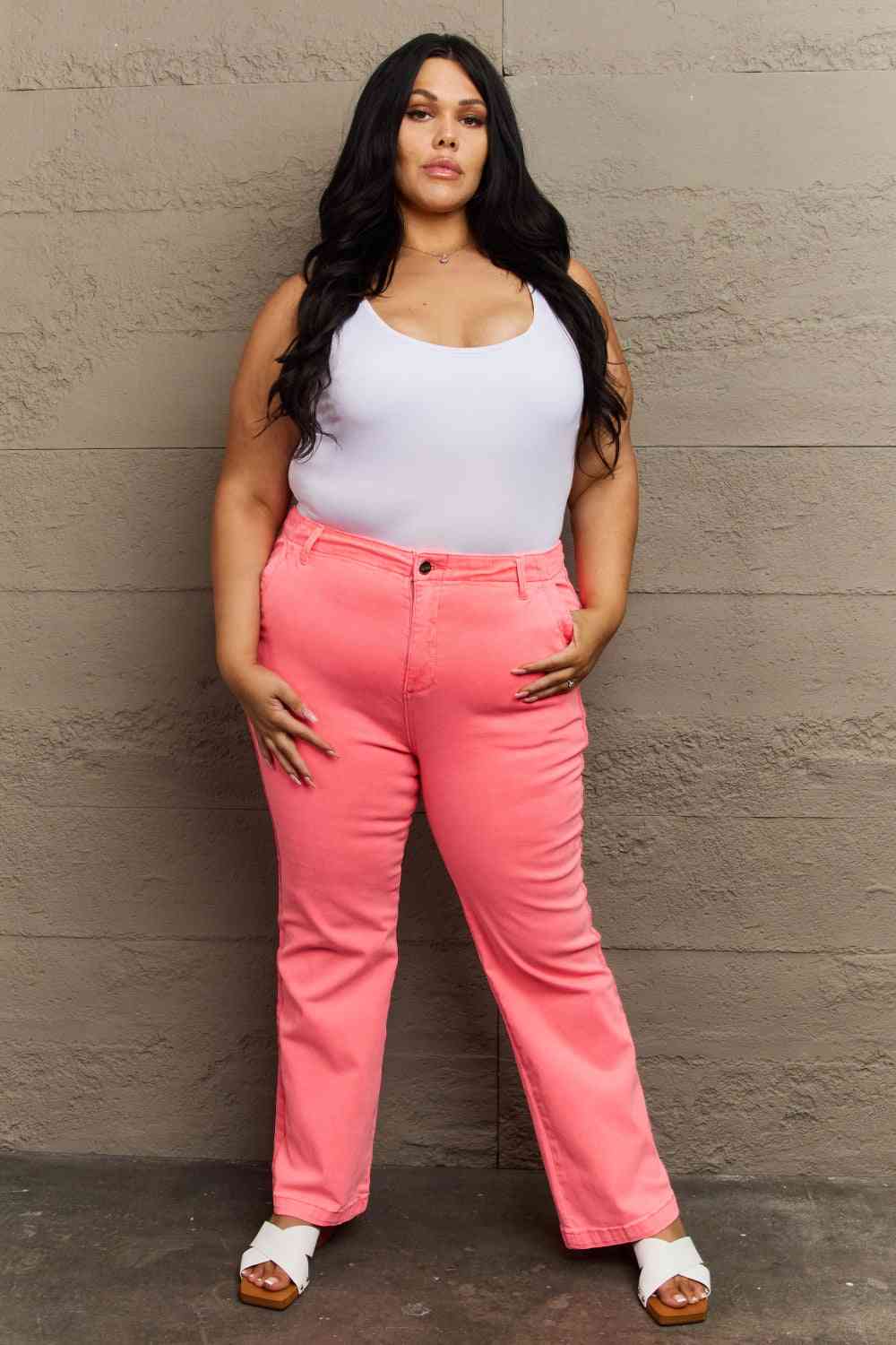 Kenya High Waist Side Twill Straight Jeans