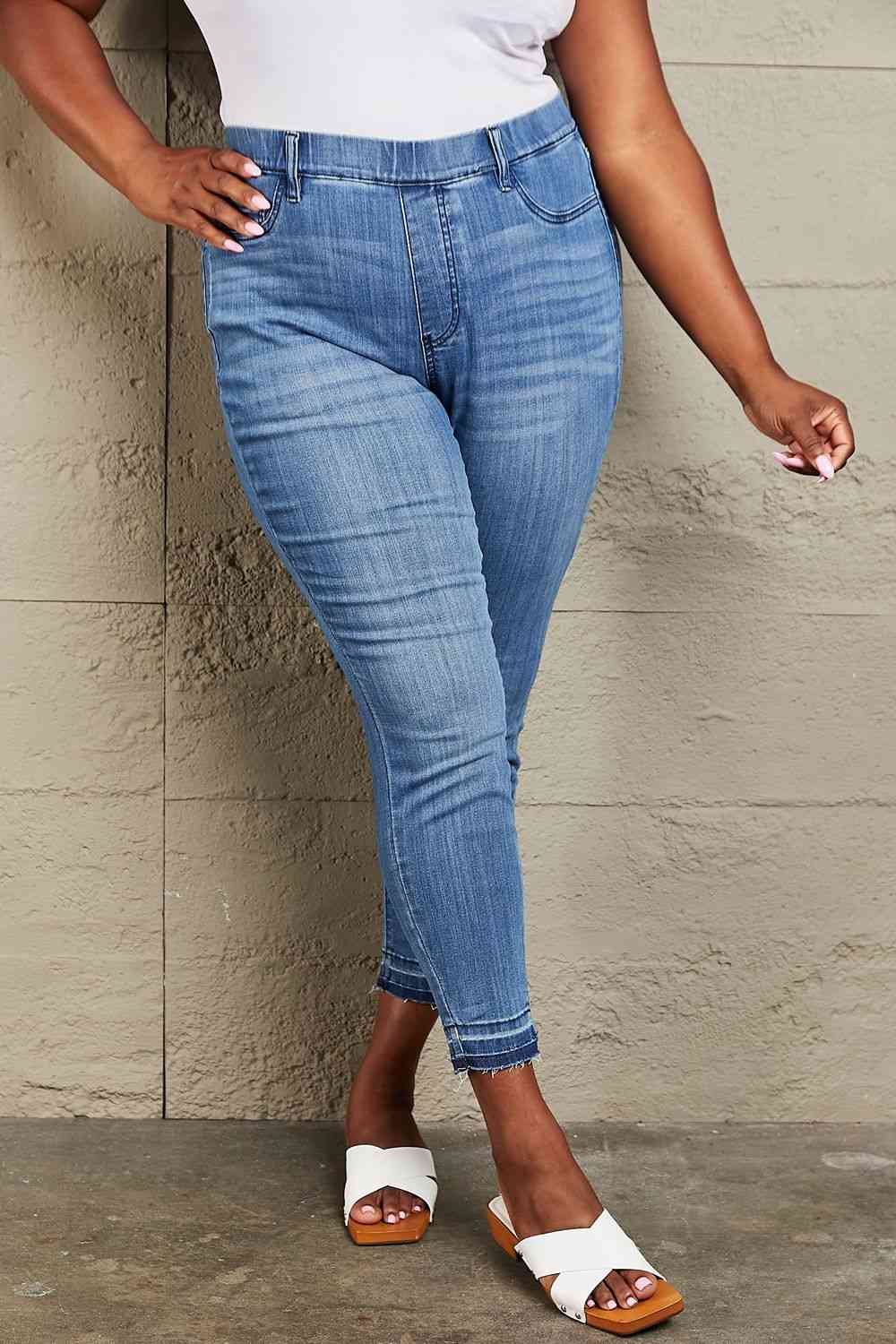 Janavie High Waisted Pull On Skinny Jeans