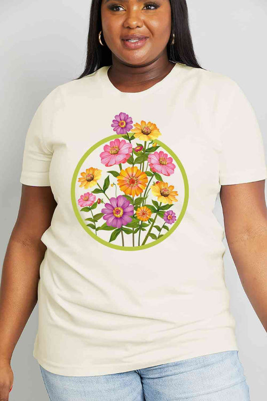 Simply Love Full Size Flower Graphic Cotton Tee