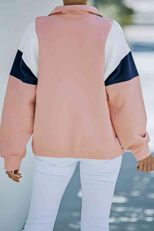 Color Block Quarter Zip Sweatshirt