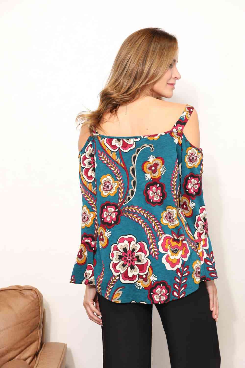 Floral Cold Shoulder Blouse