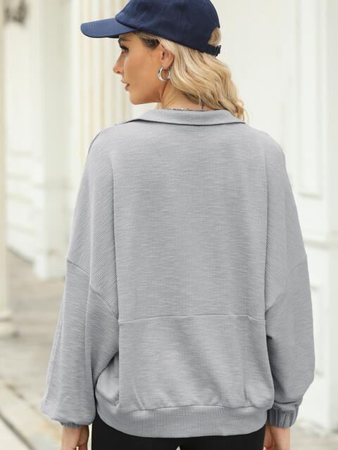 Half-Zip Collared Sweatshirt