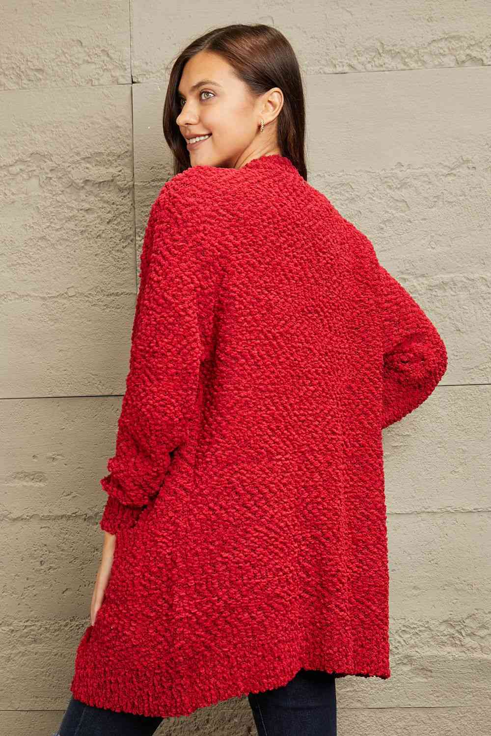 Falling For You Open Front Popcorn Cardigan