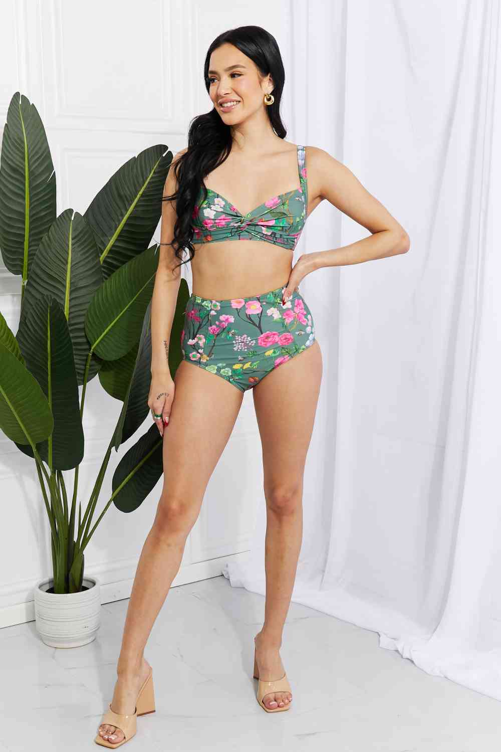 Take A Dip Twist High-Rise Bikini in Sage